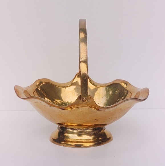 Solid Brass Basket with Handle - Picture 2 of 6